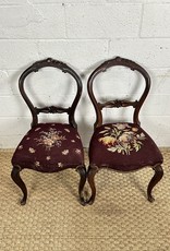 Victorian Vintage Eastlake Style Dining Chair With Floral Woven Design on Seating