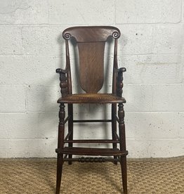 19th/20th Century Pressed Oak & Hand Cane Baby Booster Ladder Back Highchair