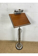 Art Deco Lighted Adjustable Chrome, Bronze & Hardwood Podium/Menu Stand. Circa 1938