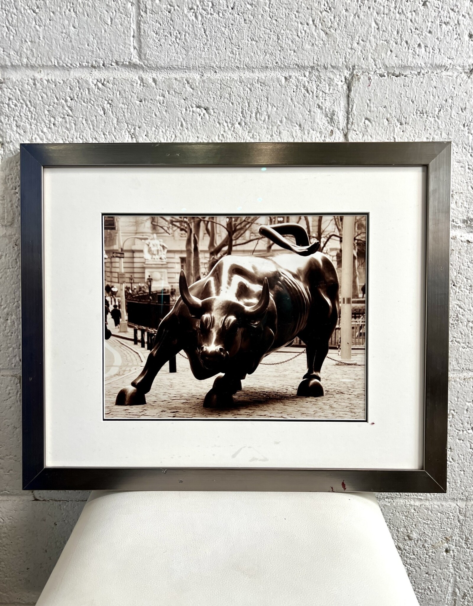 Charging Bull, framed photograph