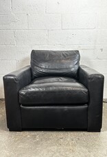 Restoration Hardwear Black Leather Armchair