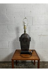 Unique Art Deco Black Abstract Metal & Glass Table Lamp