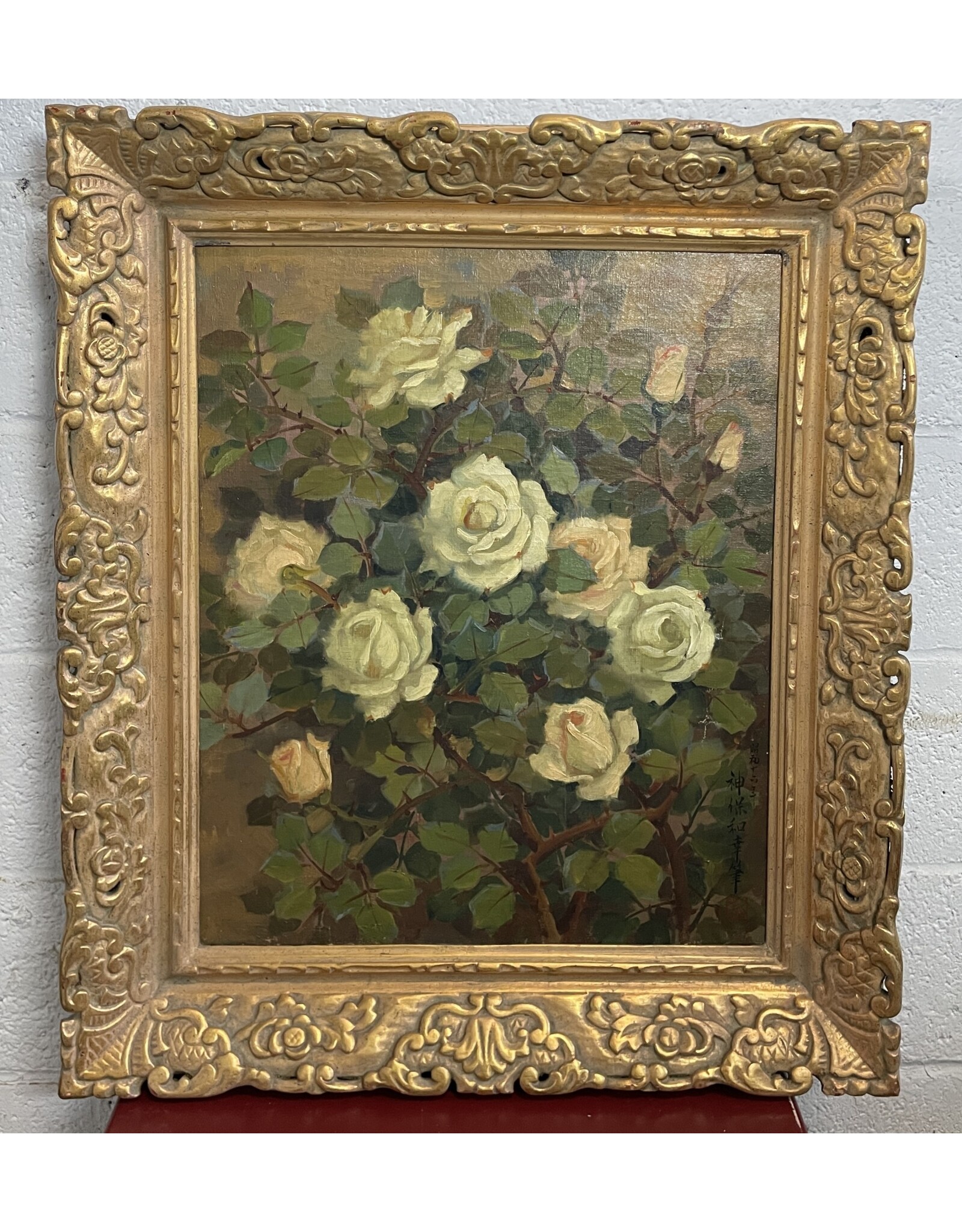 White Roses  Framed Acrylic Painting