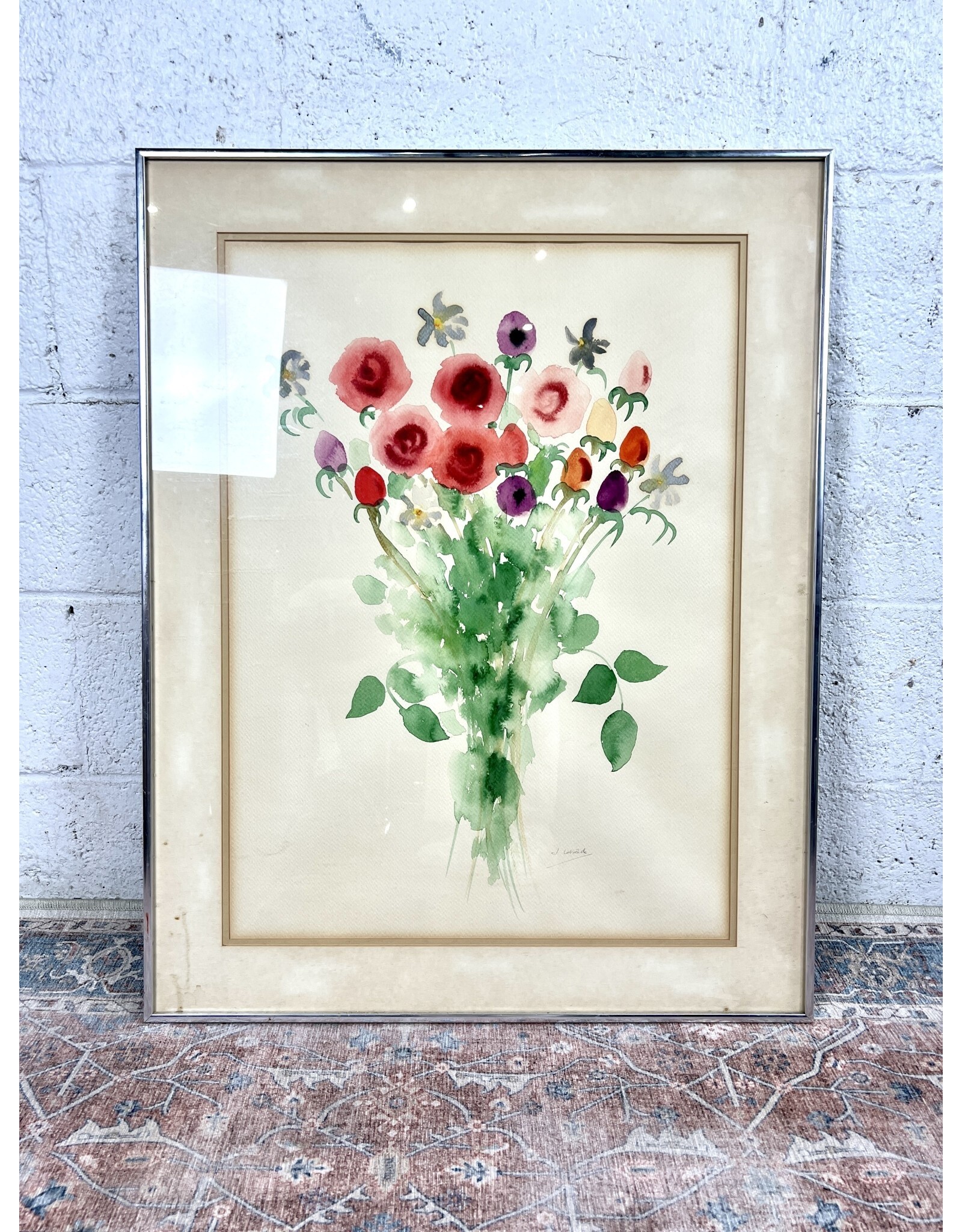 Flowers for you, framed watercolor