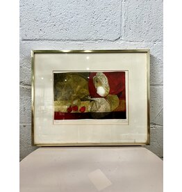 Woman with Fruit, framed color lithograph, sgnd Sunol Alvar, 13/250