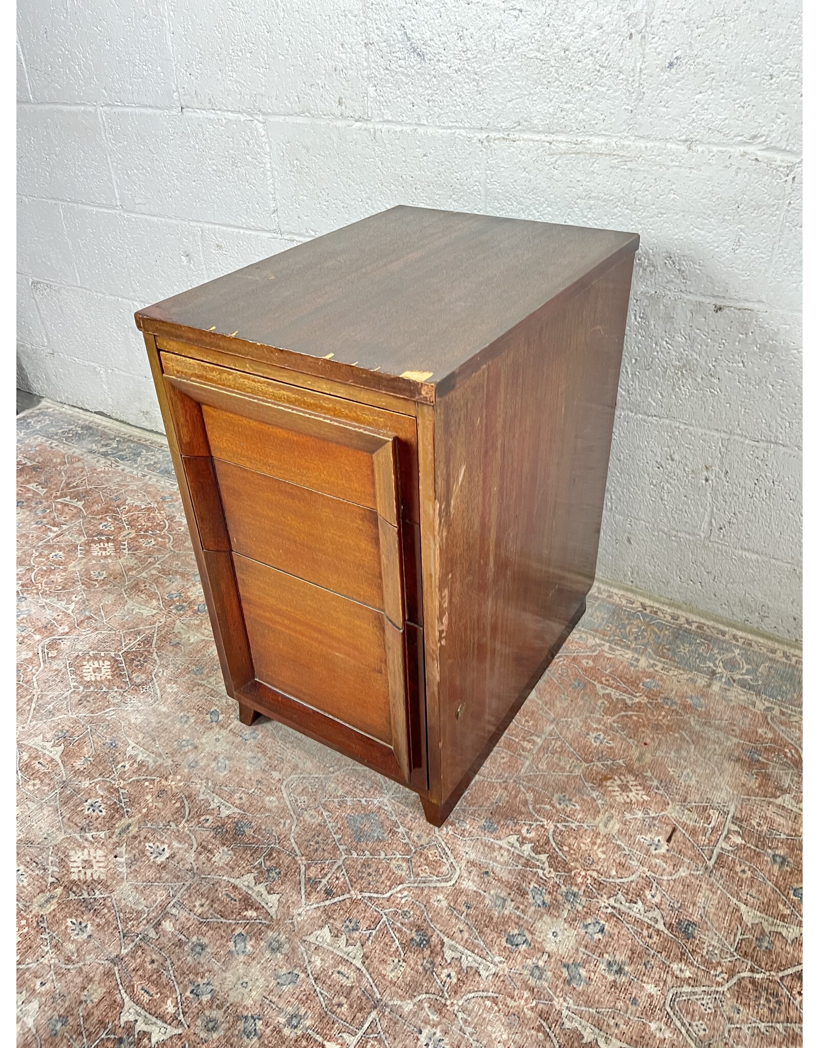 3 Drawer Beveled End Table