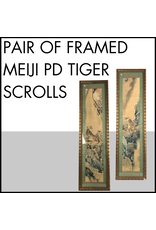 Meiji Period Scroll Fragment Tiger Diptyc