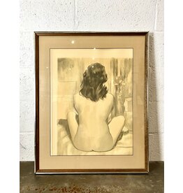 Gold Light, framed charcoal drawing, sgnd M. M.