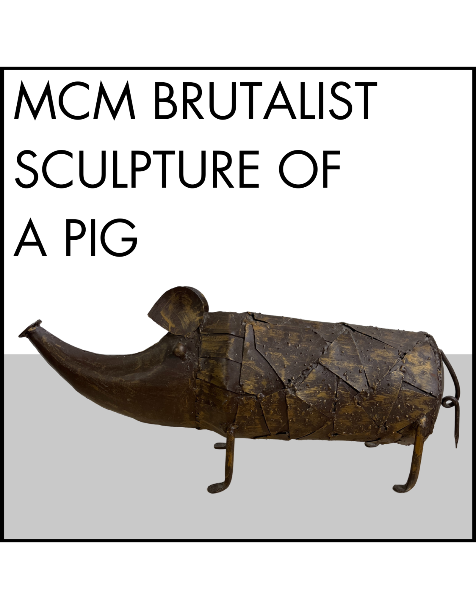 MCM Brutalist Metal Pig Sculpture