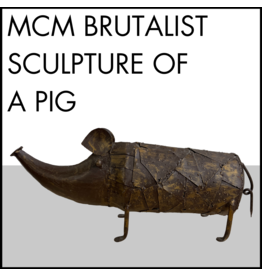 MCM Brutalist Metal Pig Sculpture