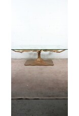 Tree Sculptural Gold Brass Glass Top Coffee Table