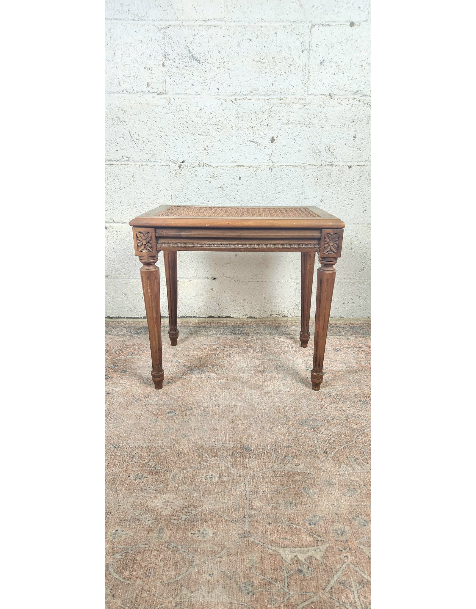 Louis XVI Style Walnut Hand Caned Bench