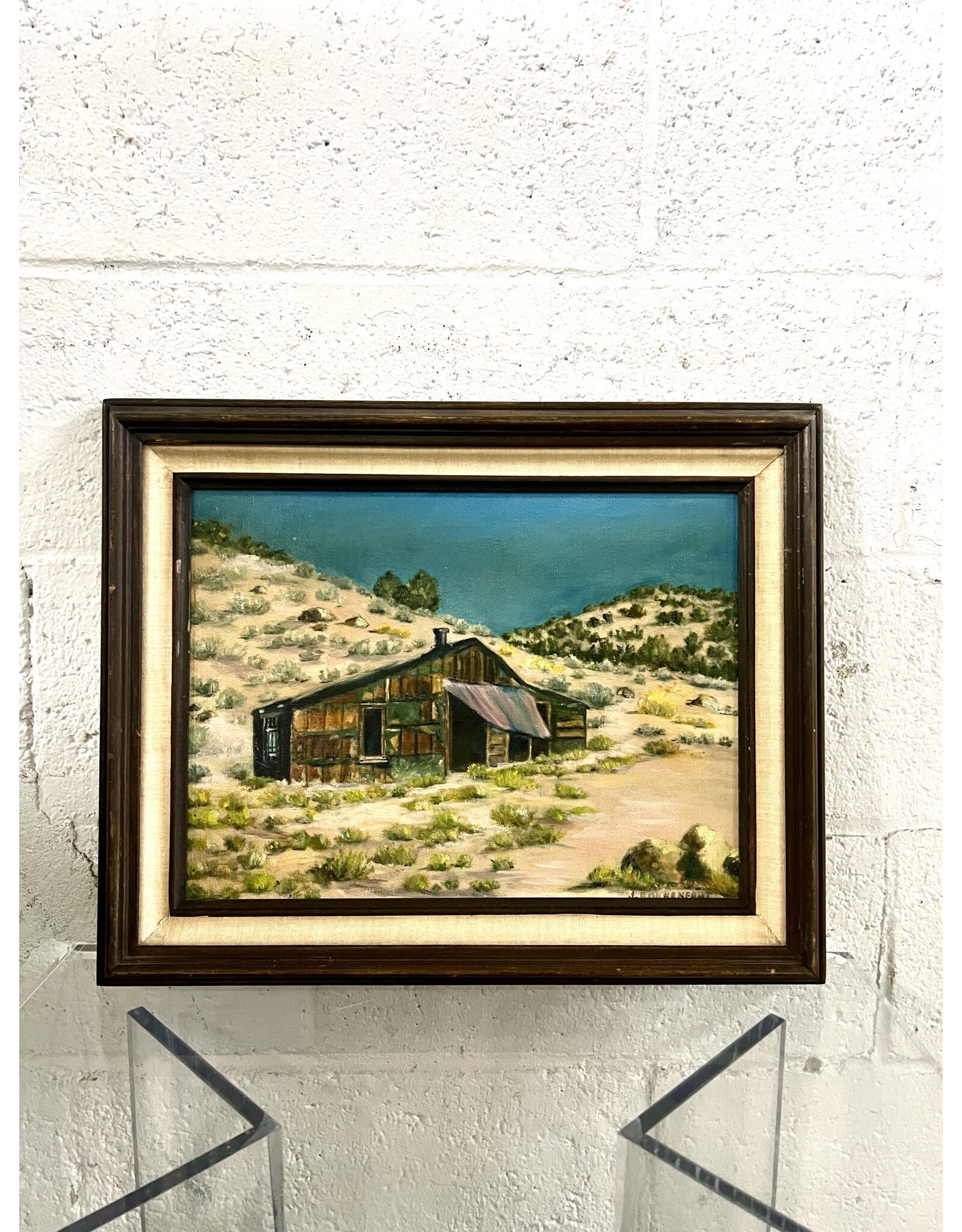 Tumbleweed Hotel, framed oil on canvas, sgnd l.r.