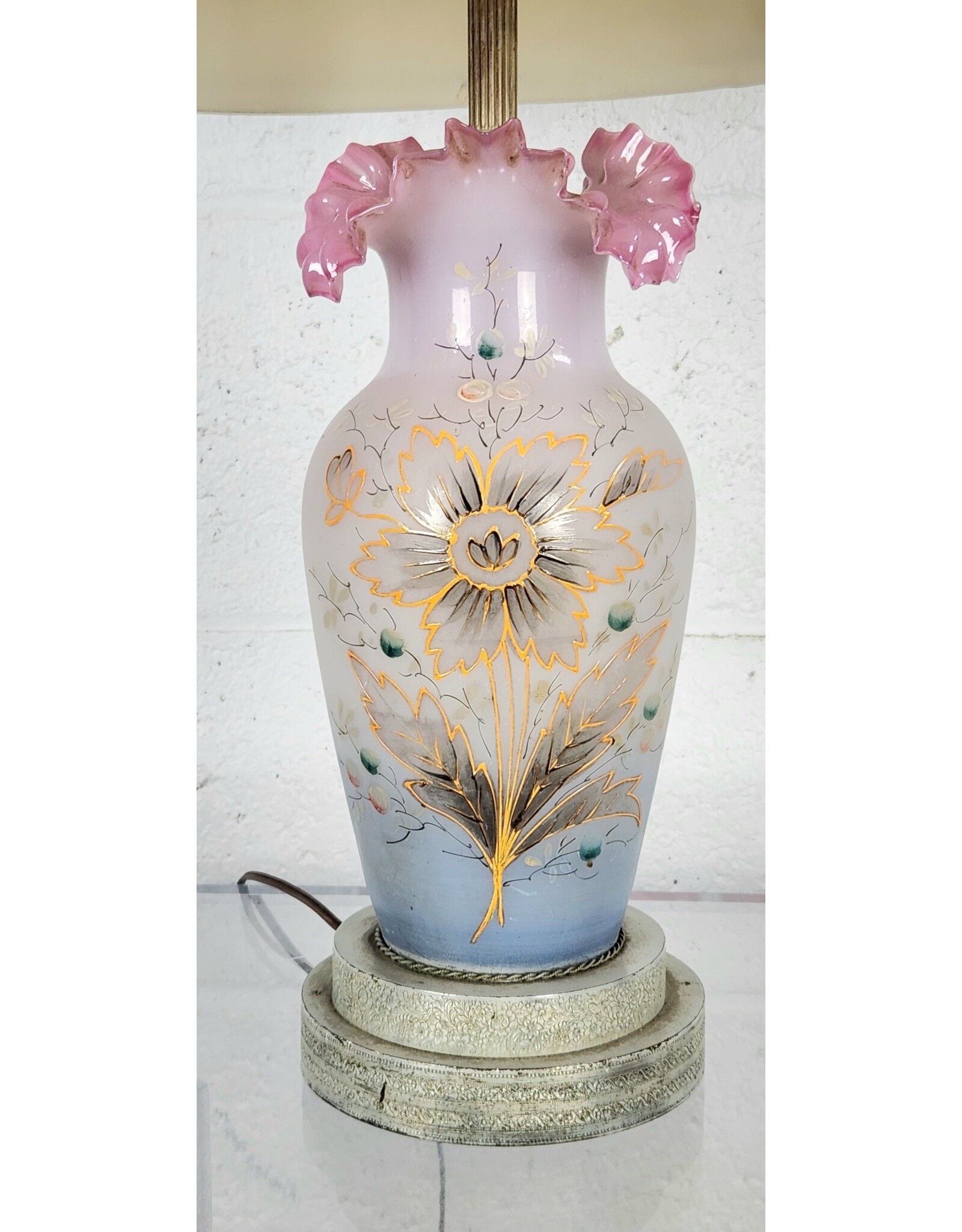 Vintage Hand Painted Floral Design Lamp