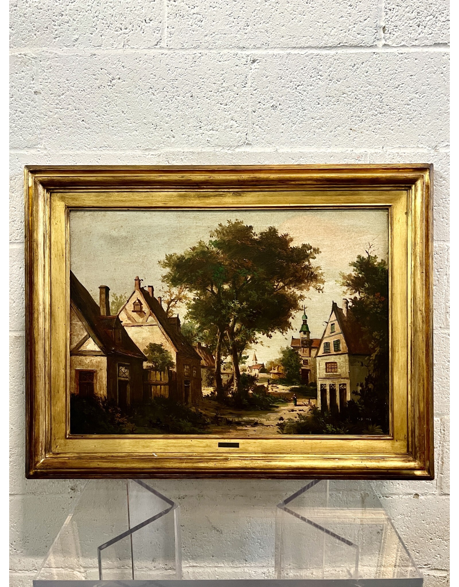 A French Village, framed oil on canvas, sgnd C. Blanc