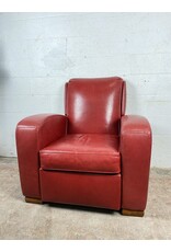 Vintage Style Cherry Red Aniline Leather Recliner