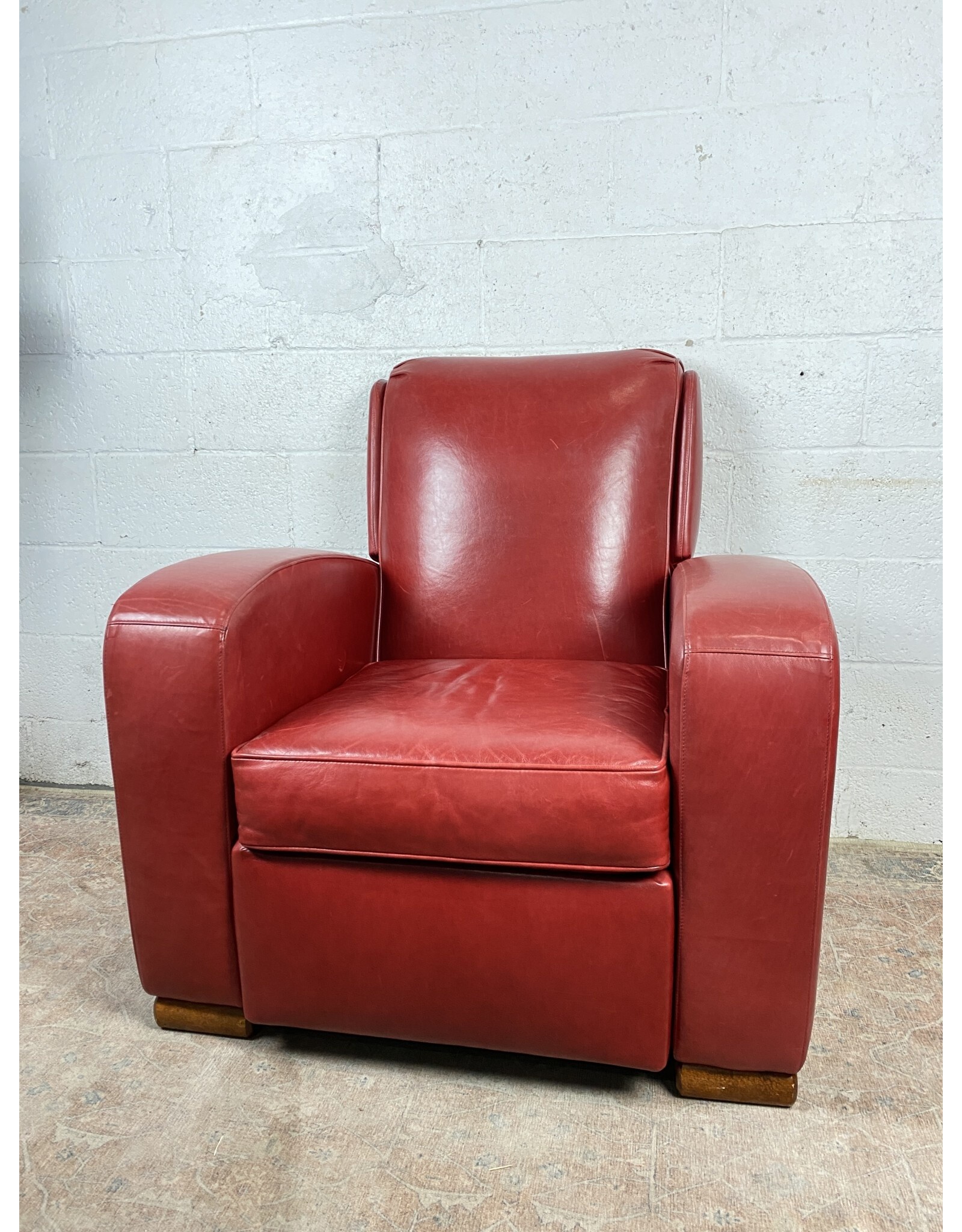 Vintage Style Cherry Red Aniline Leather Recliner