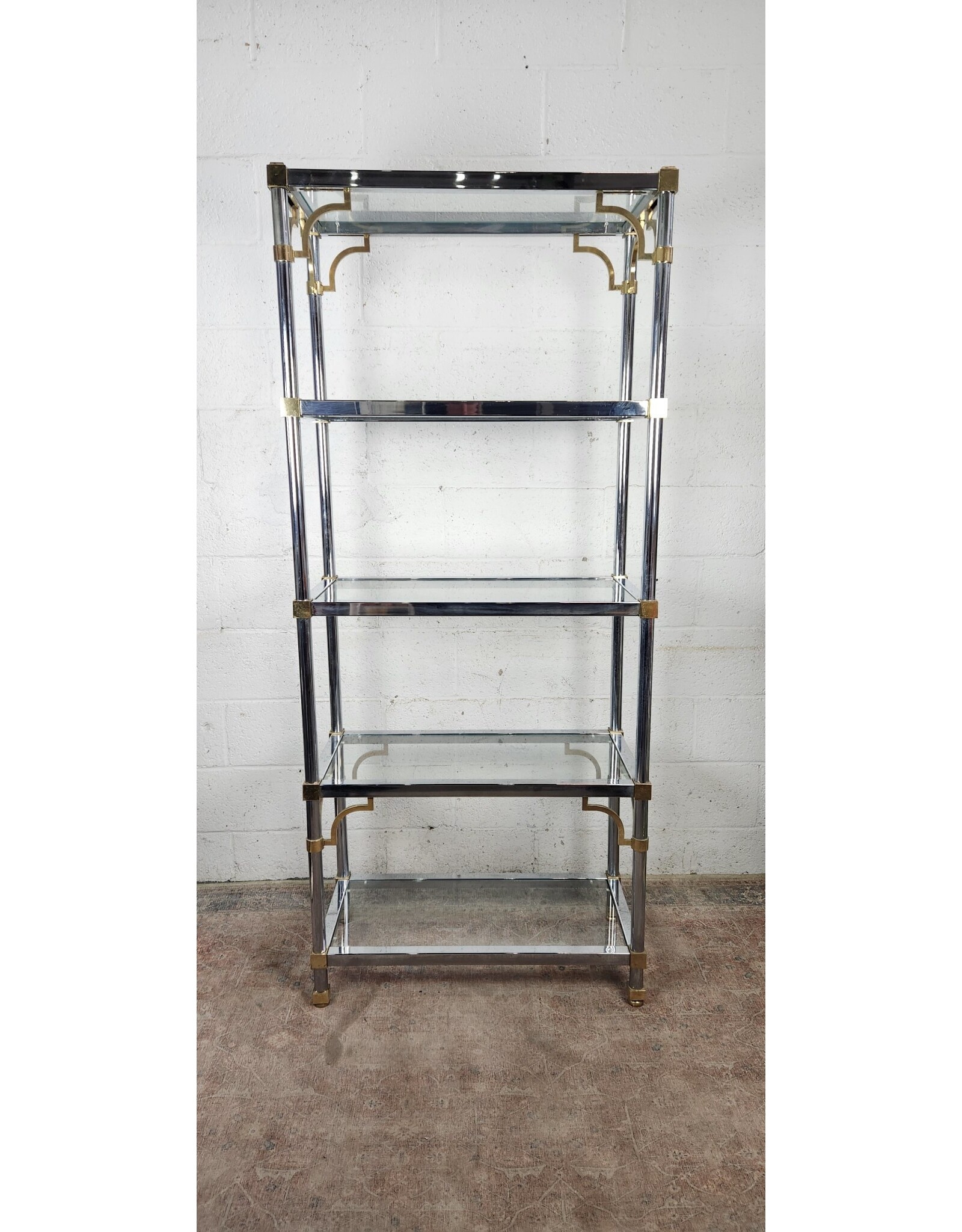 Maison Jansen Style Metal Etagere with Glass Shelves