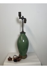 Mid Century Japanese Craquelure Celadon Table Lamp