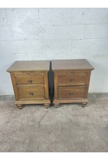 2 Drawer Midnight Wood Nightstand with Pull Out Shelf