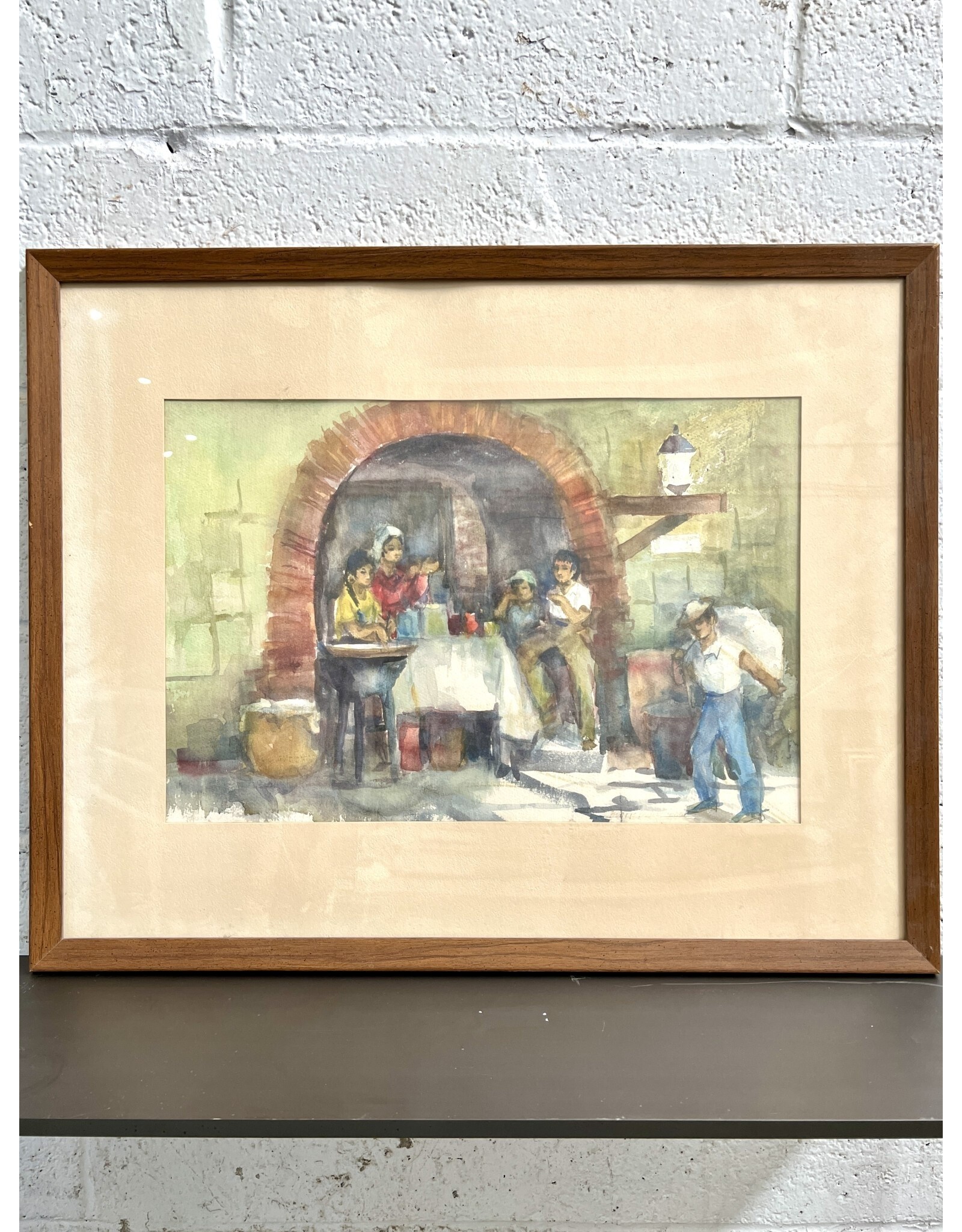 Old Aqueduct-Oaxaca Mexico, framed watercolor