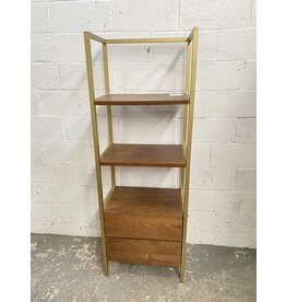Modern Walnut Brass Storage Bookcase