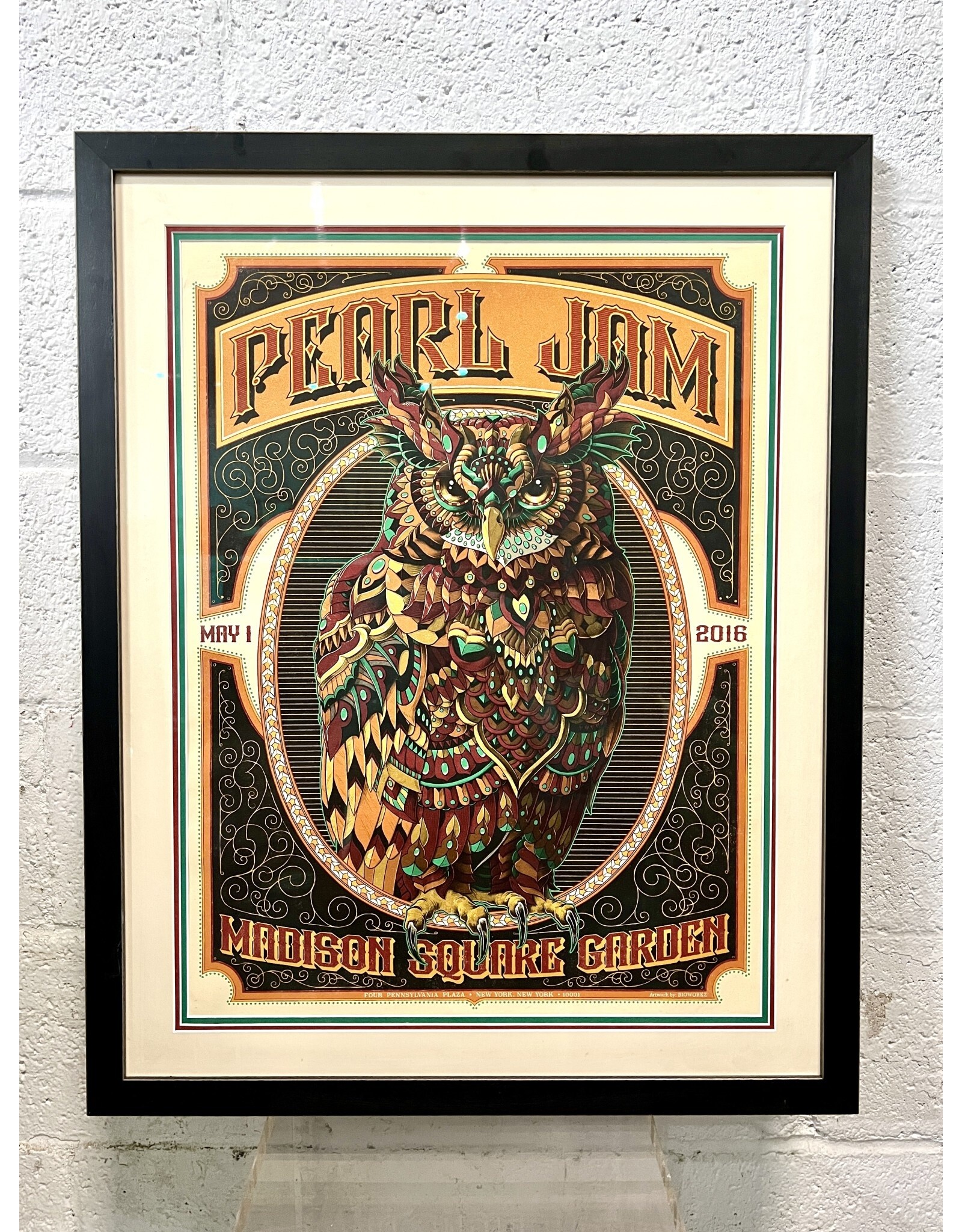 Pearl Jam 2016 World Tour framed poster