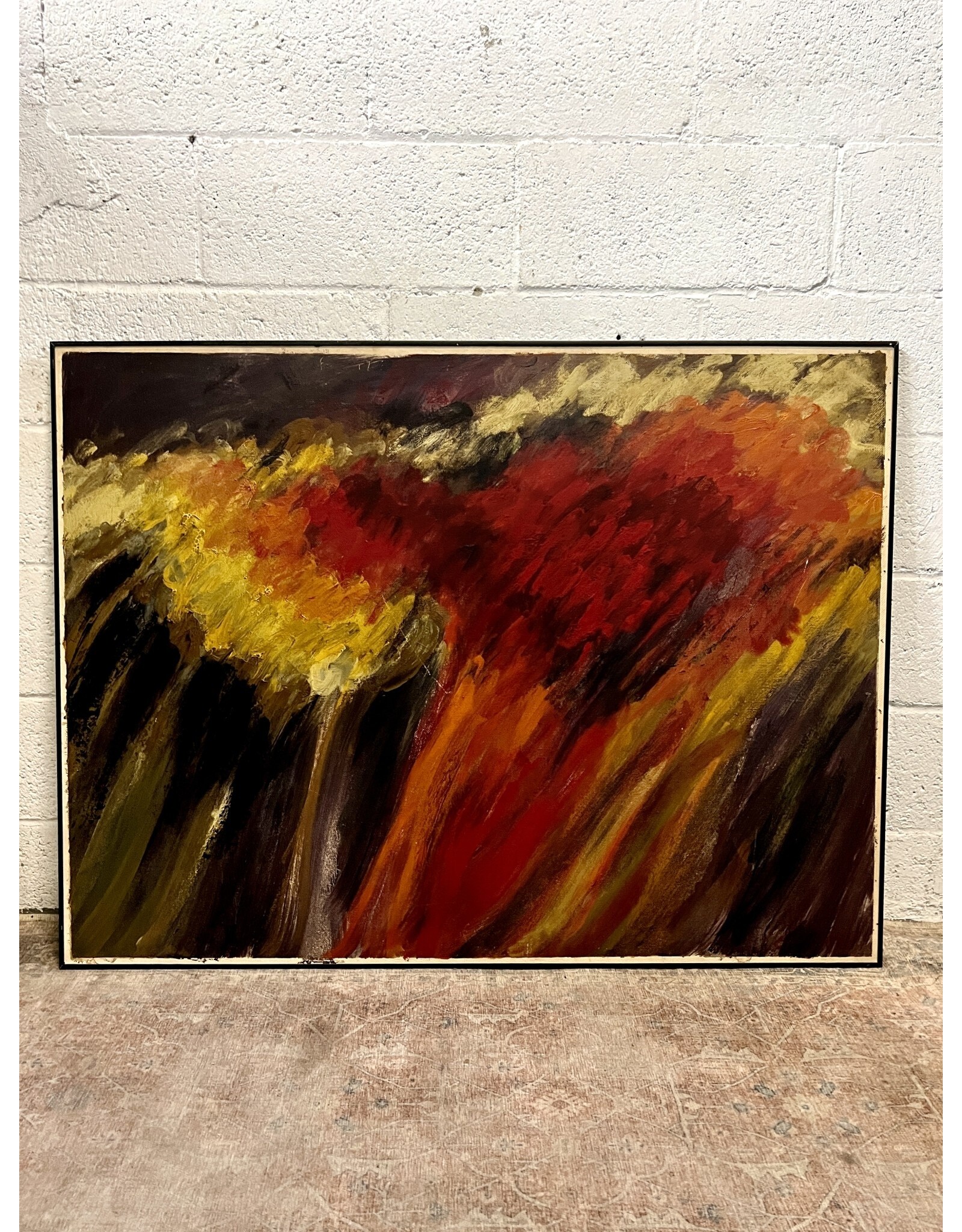 Eruption, framed oil on canvas