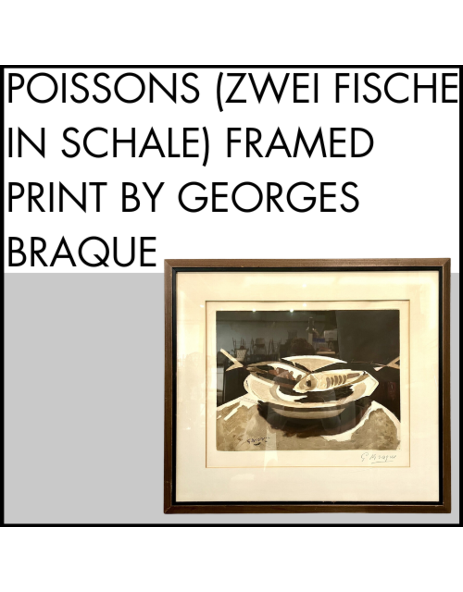 Poissons (Zwei Fische in Schale) framed lithograph by Georges Braque