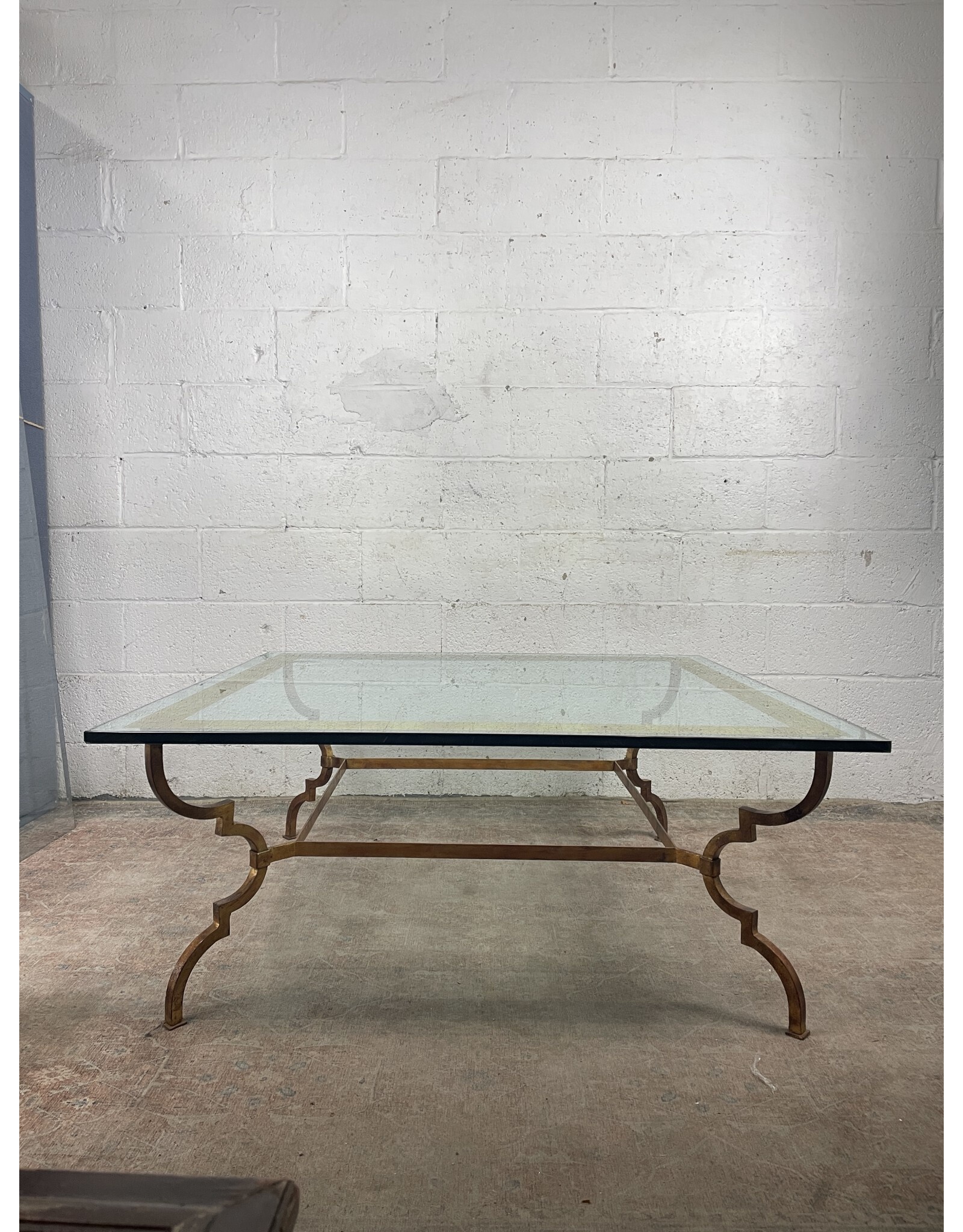 Neoclassical Style Coffee Table With Glass Top