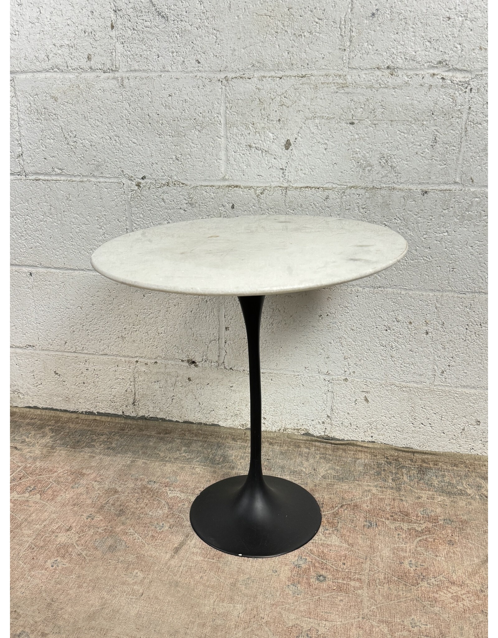 Metal Base & Glazed Marble Top Round Coffee Table