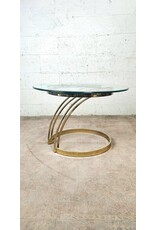 Vintage 70's Circle Brass Base Table with Glass Top