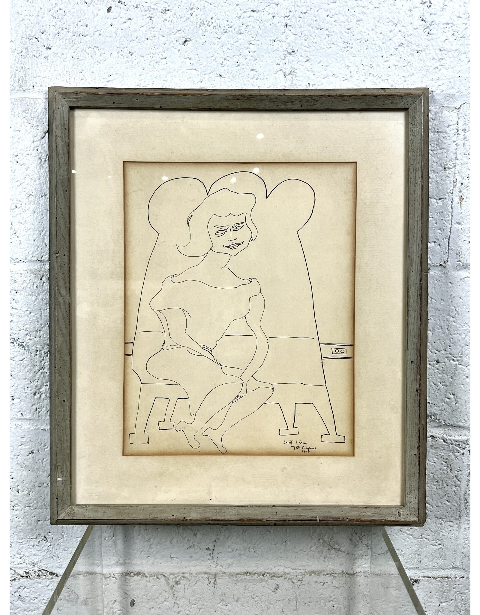 Saint Siamese, framed drawing on paper, sgnd W. E. Dynamer