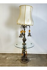 Vintage Hollywood Regency Style Ornate Floor Lamp and Glass Table Combo