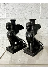 19th Century Grand Tour Bronze Sphinx Candlesticks