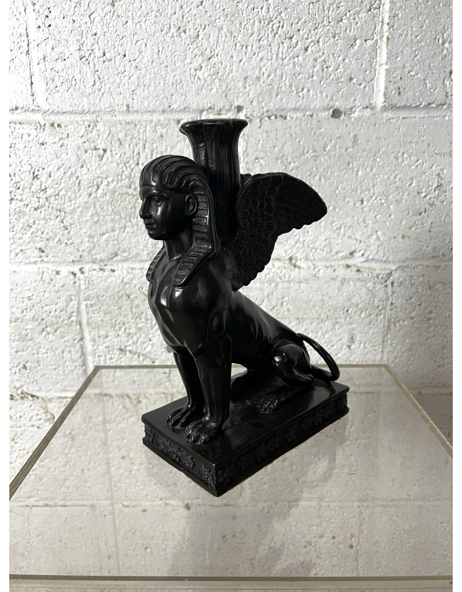 19th Century Grand Tour Bronze Sphinx Candlesticks