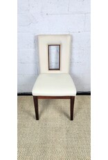 Najarian Furniture Cream Leather Upholstered Chair with Geometric Cutout