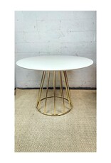 Target White Circular Table with Golden Base Brooklyn