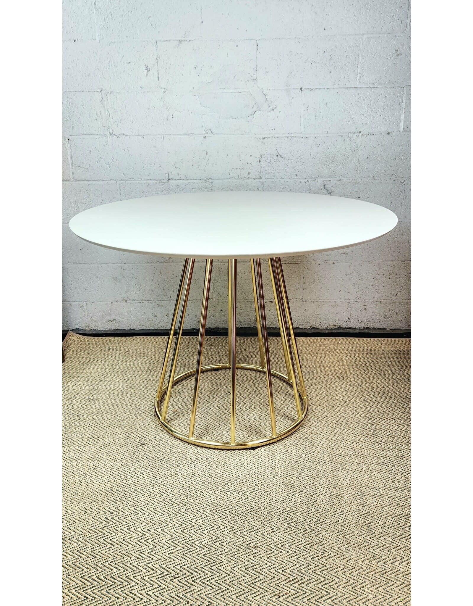 Target White Circular Table with Golden Base Brooklyn