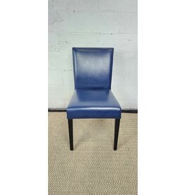 Crate and Barrel Lowe Navy Leather Upholstered Dining Chair