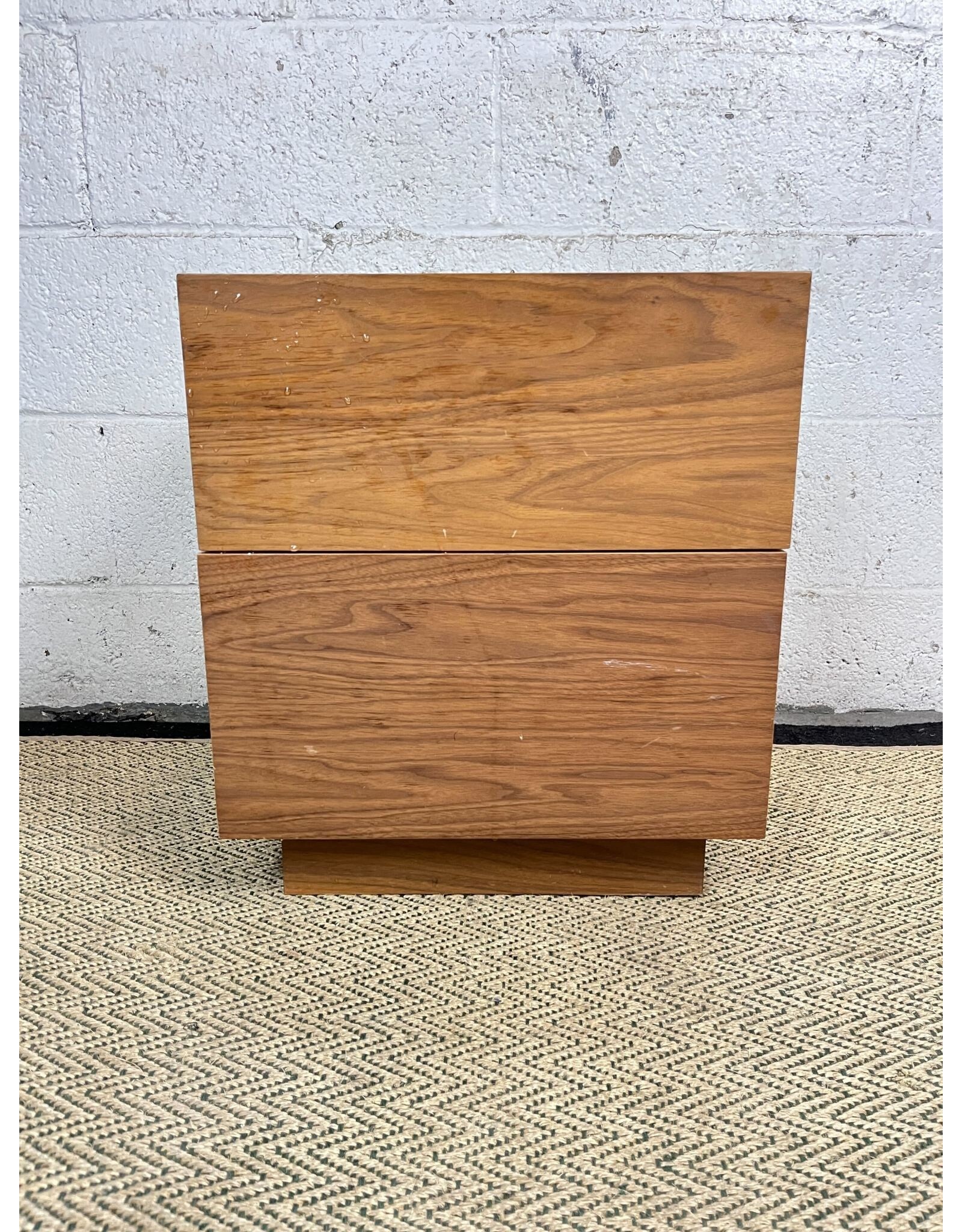 Notched Wooden End Table