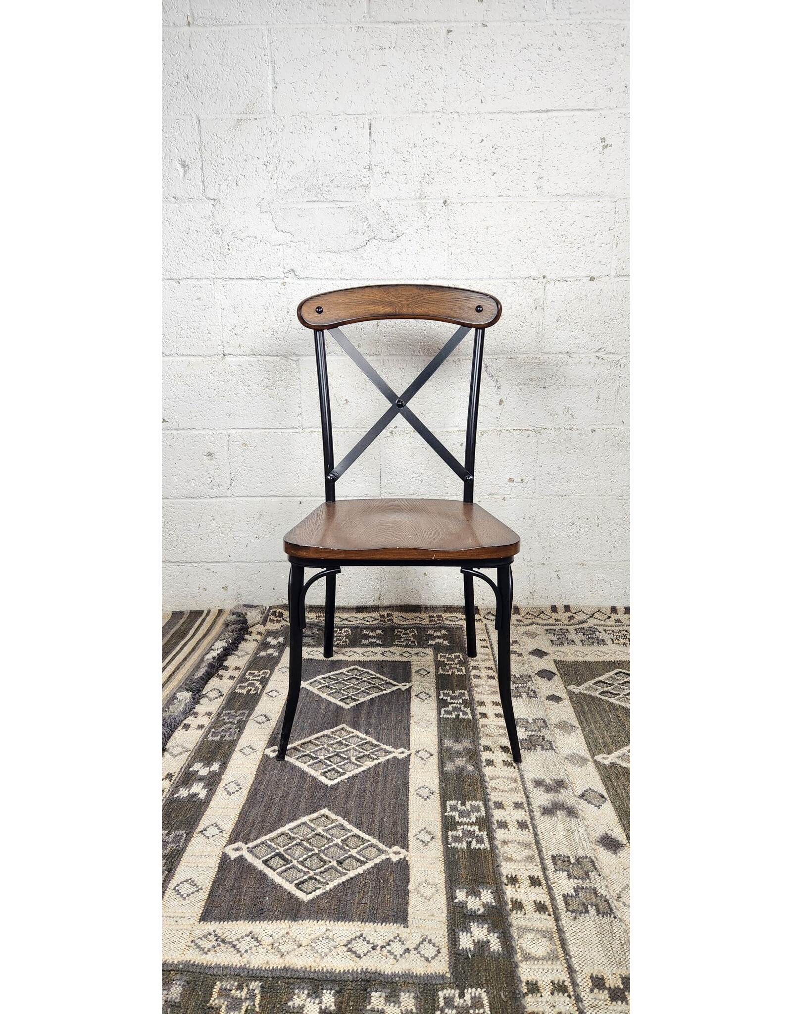 Metal XBack Dining Chair with Wooden Seat and Back Remix Market NYC