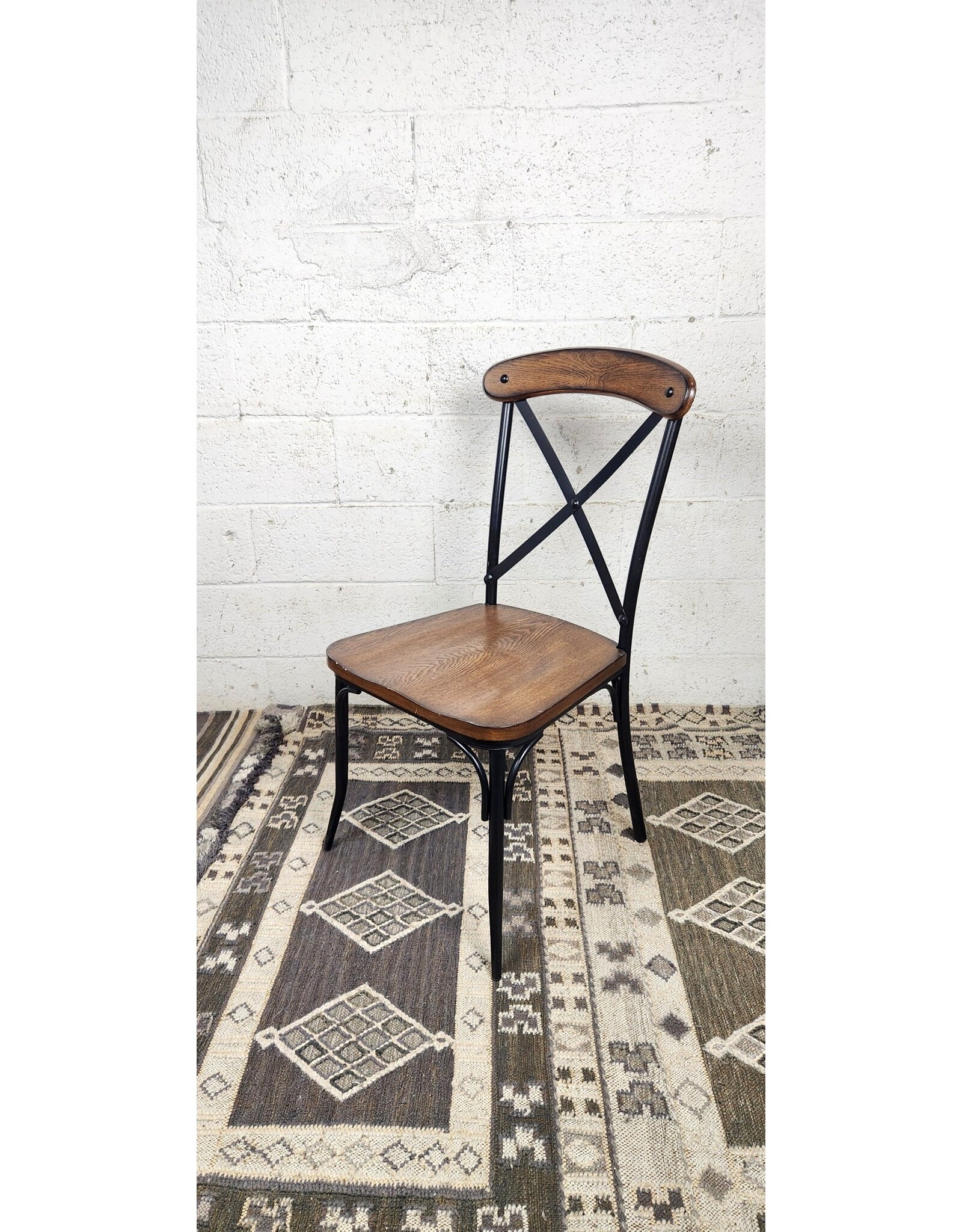 Metal XBack Dining Chair with Wooden Seat and Back Remix Market NYC
