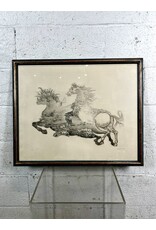Great Stallions, framed ink drawing, sgnd Jean Kazandijan