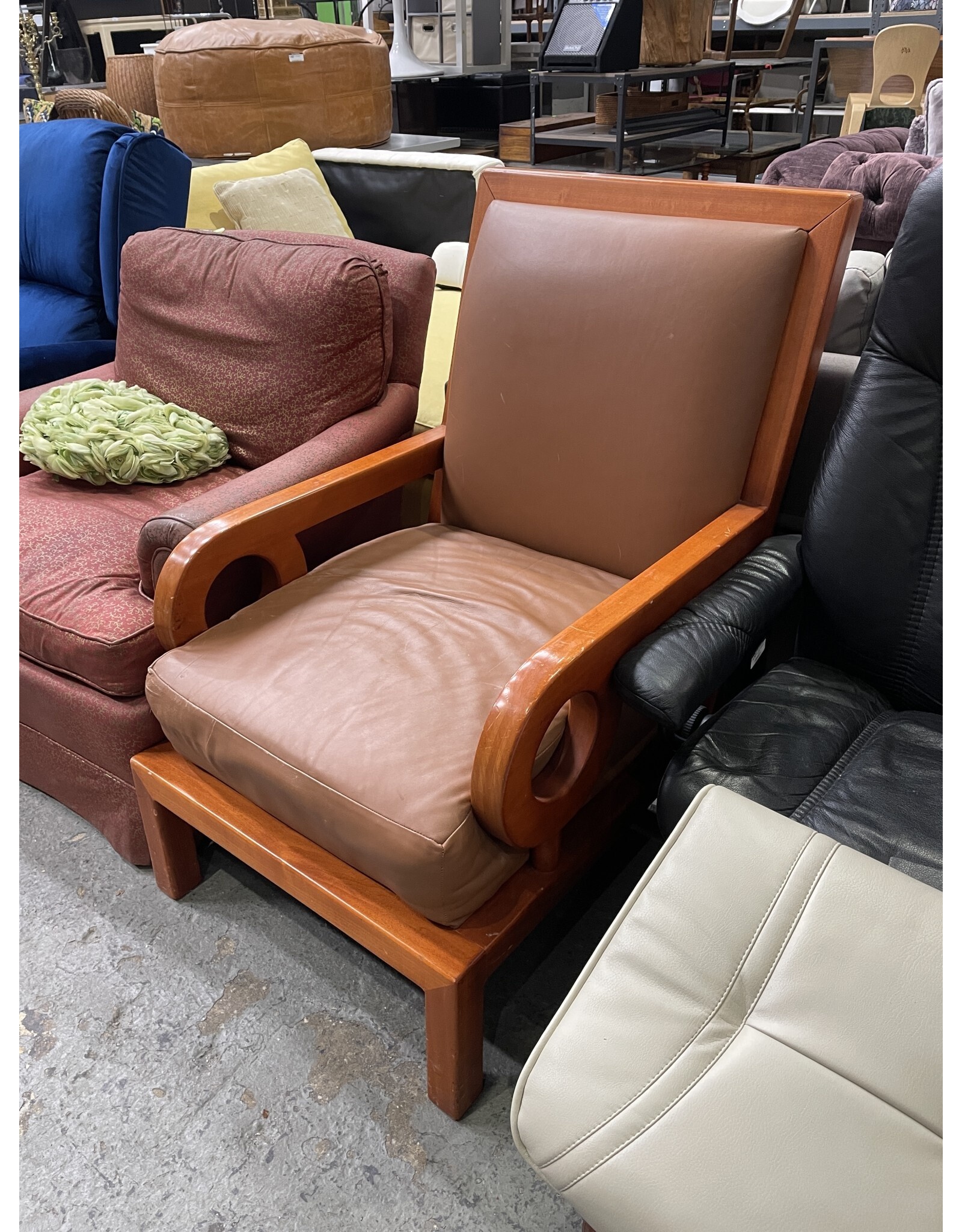 Art Deco Style Mahogany Wood Arm Chair
