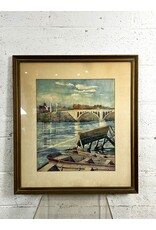 Pleasant Canal, framed watercolor painting, sgnd Philip Retz