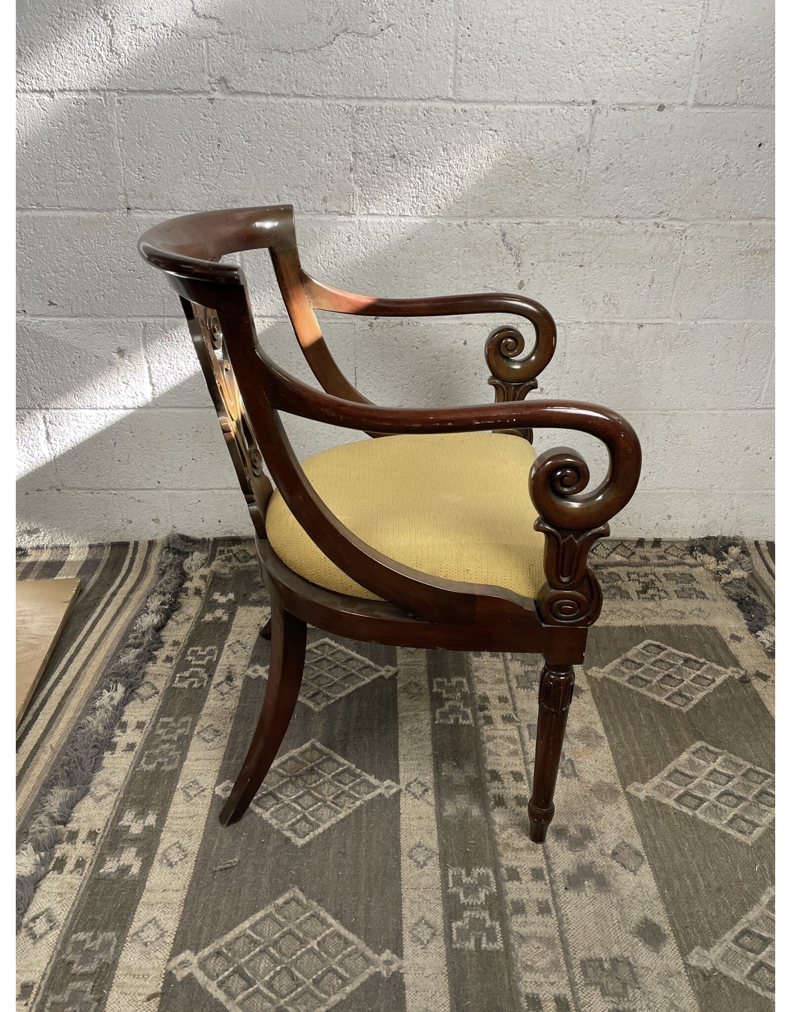Early 20th Century Biedermeier Style Scroll Arm Chair