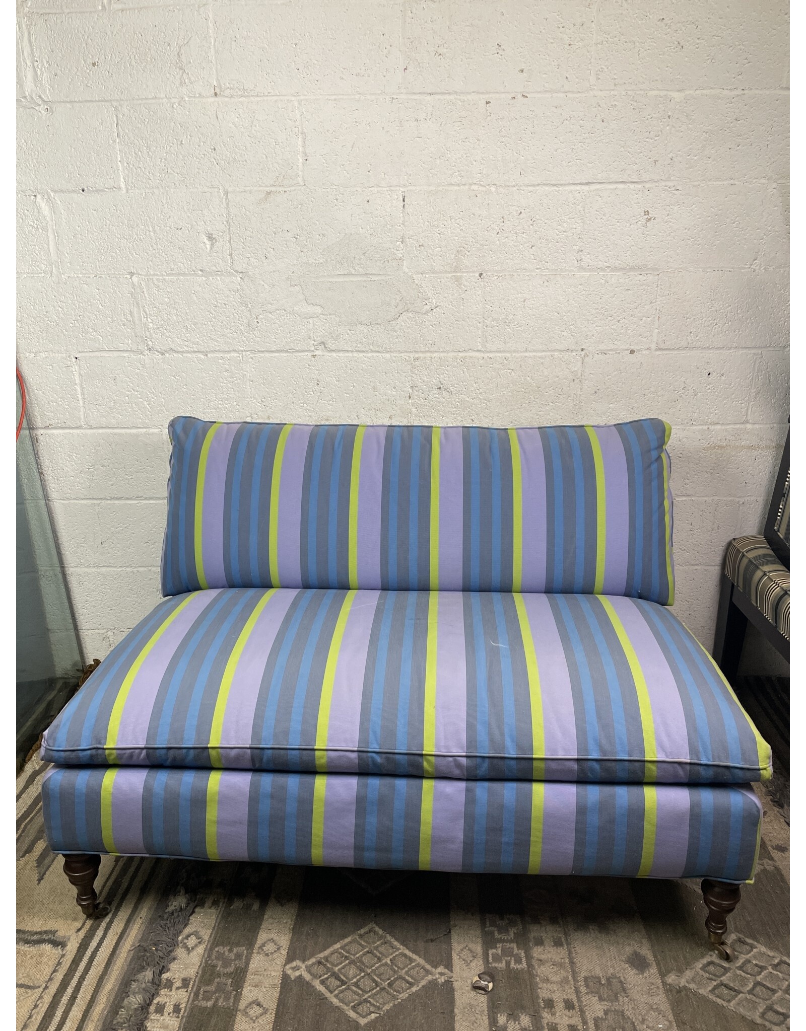 Mitchell Gold Armless Cool Striped Loveseat