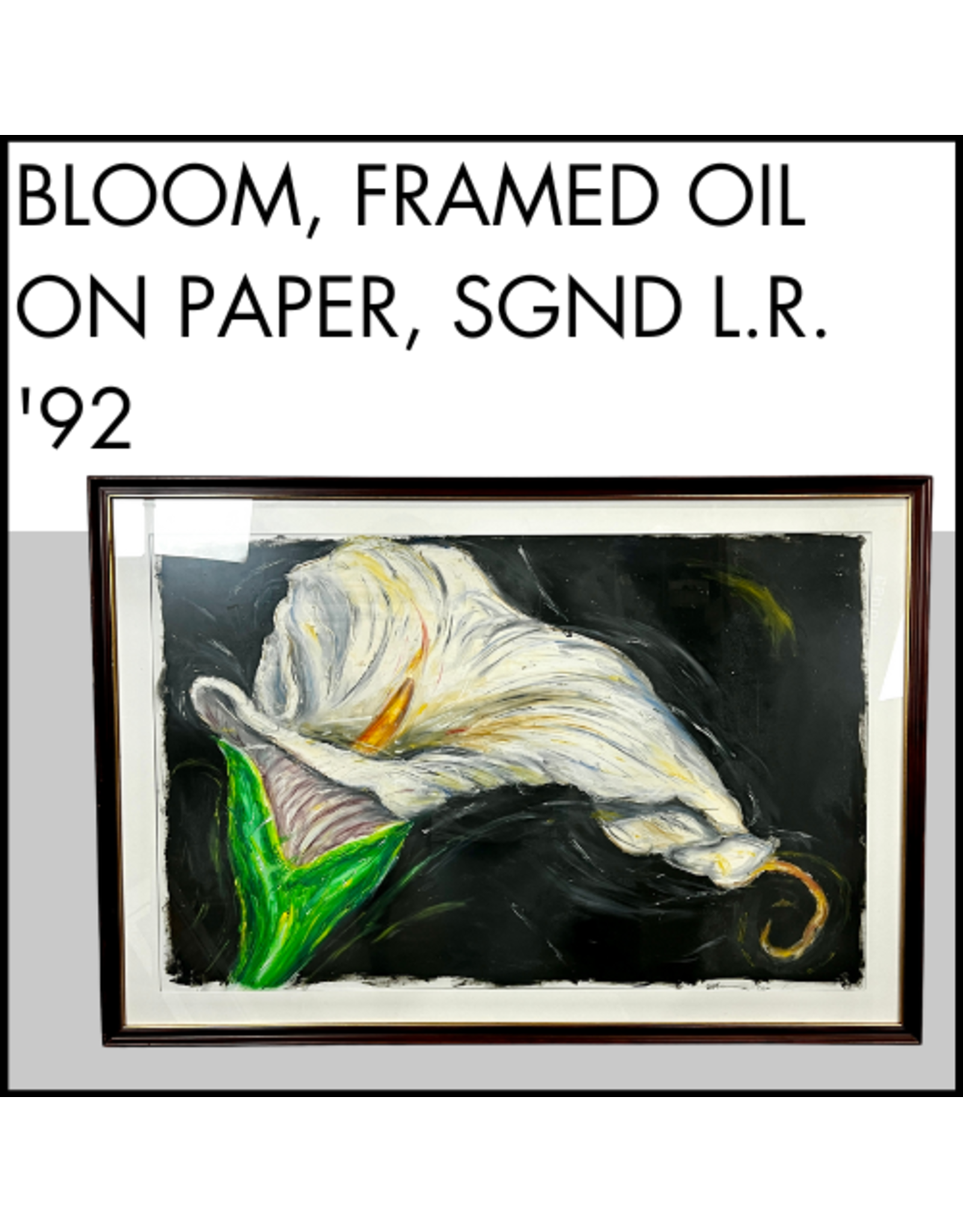 BLOOM, framed oil on paper, sgnd l.r. '92