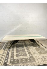 Wavy Glass & Marble Top Coffee Table with Iron Base